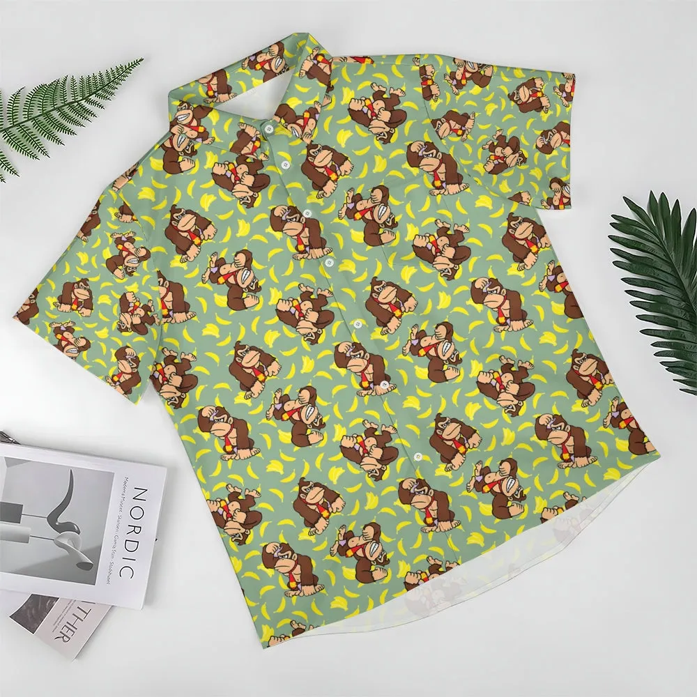 Mens Fashionable Monkey Print Banana Shirt 2409003489