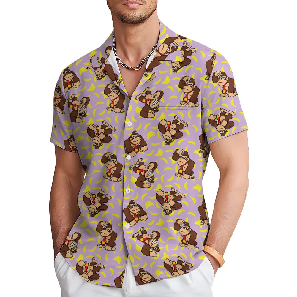 Mens Fashionable Monkey Print Banana Shirt 2409003489