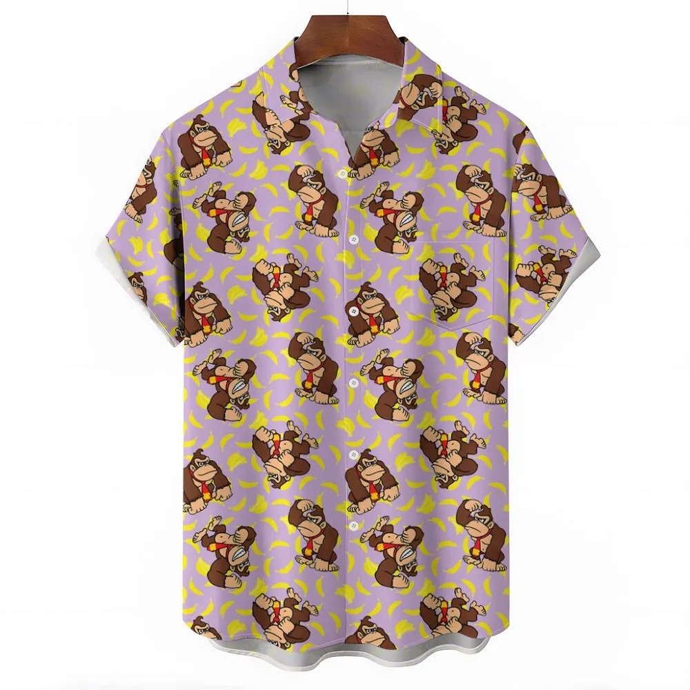 Mens Fashionable Monkey Print Banana Shirt 2409003489