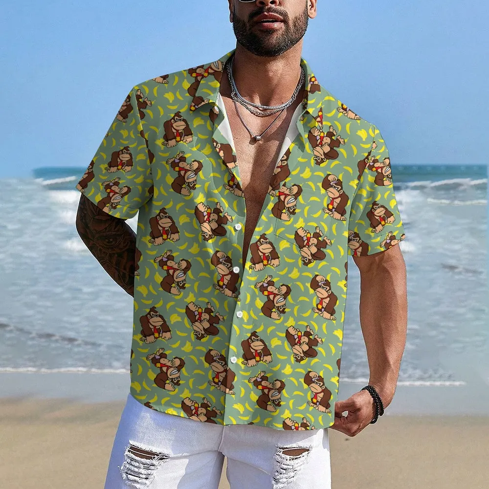 Mens Fashionable Monkey Print Banana Shirt 2409003489