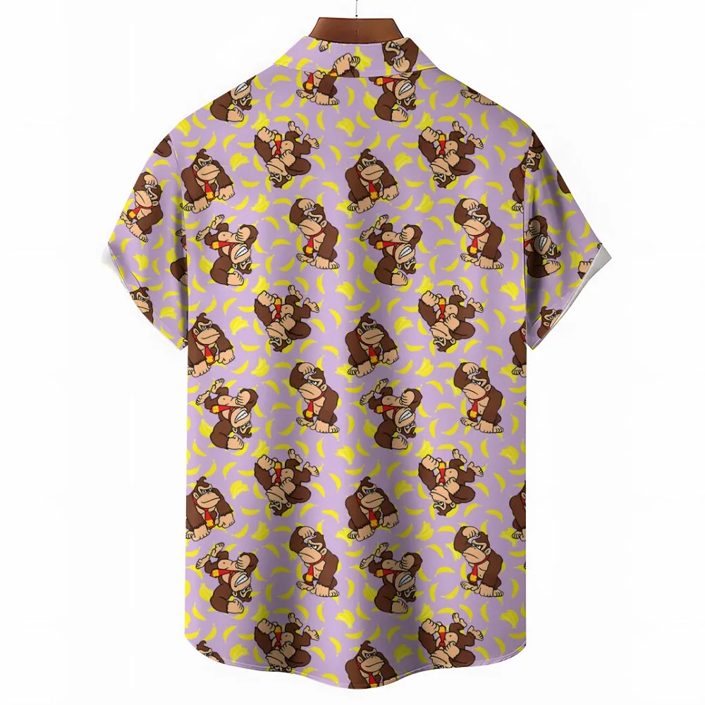 Mens Fashionable Monkey Print Banana Shirt 2409003489