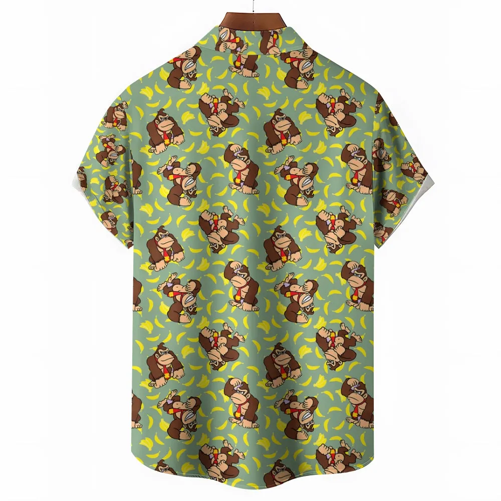 Mens Fashionable Monkey Print Banana Shirt 2409003489
