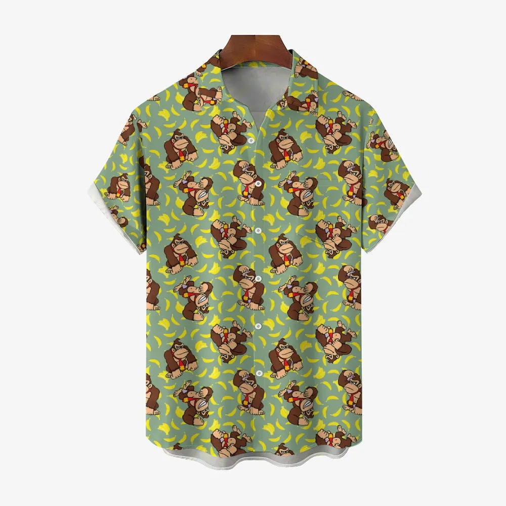 Mens Fashionable Monkey Print Banana Shirt 2409003489