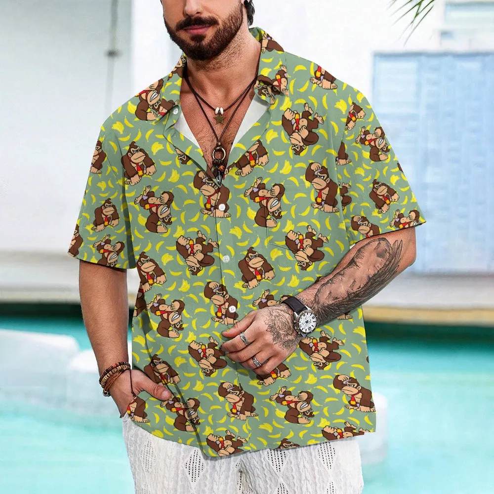 Mens Fashionable Monkey Print Banana Shirt 2409003489