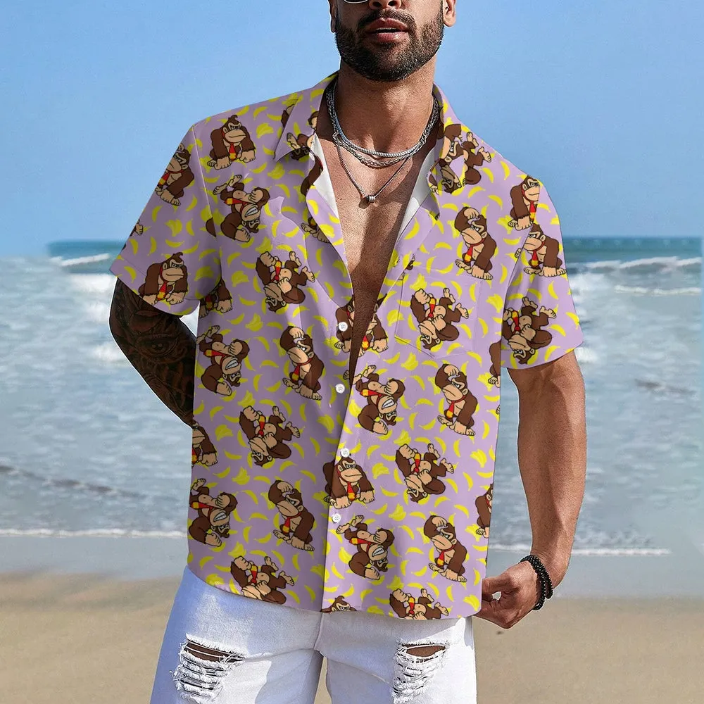 Mens Fashionable Monkey Print Banana Shirt 2409003489