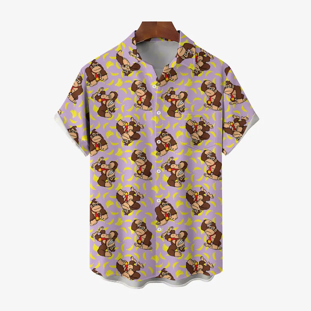 Mens Fashionable Monkey Print Banana Shirt 2409003489