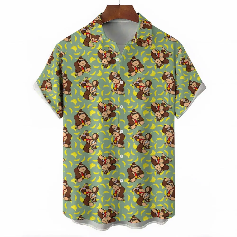 Mens Fashionable Monkey Print Banana Shirt 2409003489