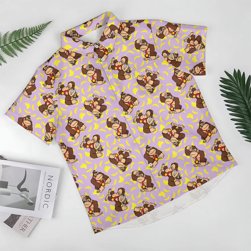 Mens Fashionable Monkey Print Banana Shirt 2409003489