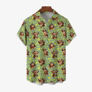 Mens Fashionable Monkey Print Banana Shirt 2409003489