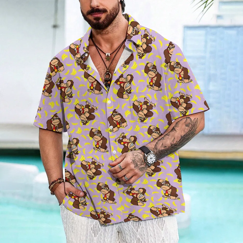 Mens Fashionable Monkey Print Banana Shirt 2409003489