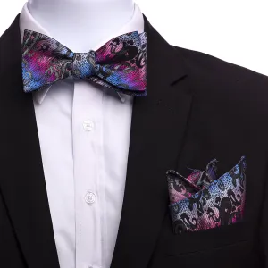 Men's Rainbow Paisley Silk Self Bow Tie