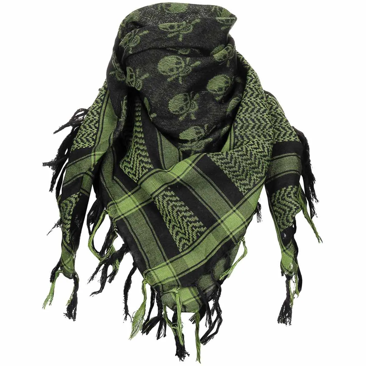 MFH Shemagh Scarf Olive / Black with Skulls