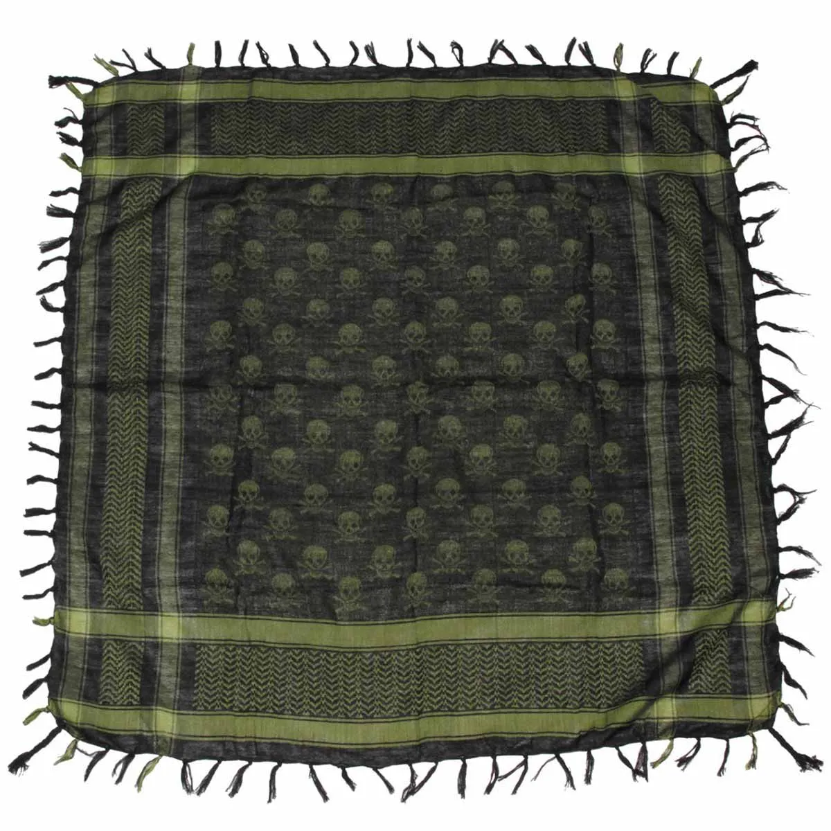 MFH Shemagh Scarf Olive / Black with Skulls
