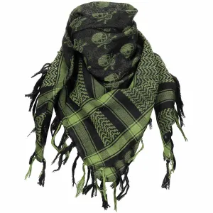 MFH Shemagh Scarf Olive / Black with Skulls