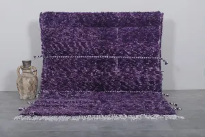 Moroccan Beni Ourain Rug 4.6 x 6.1 Ft - Purple Handmade Rug