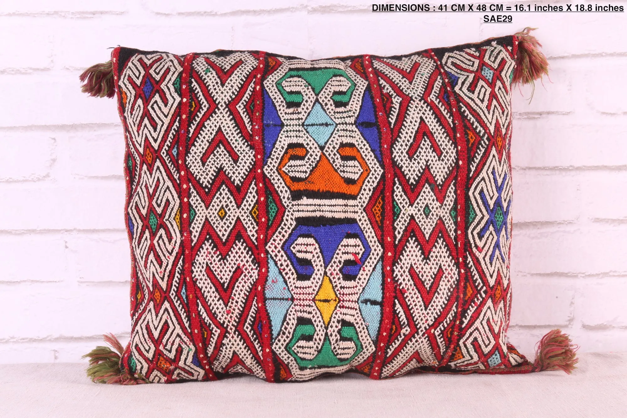 Moroccan pillow berber tribal 16.1 inches X 18.8 inches