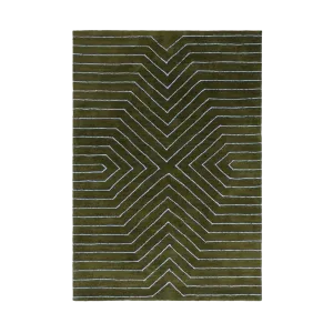 Moss Green Geometric Hand Tufted Wool Rug