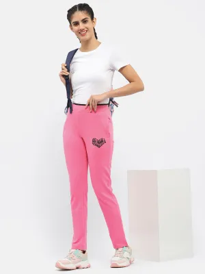 mSECRET Typography Hot Pink Elastic Waist Track Bottom