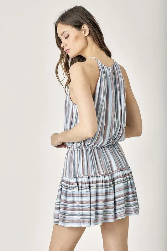 Mustard Seed Junior Keyhole Neck Stripe Printed Dress