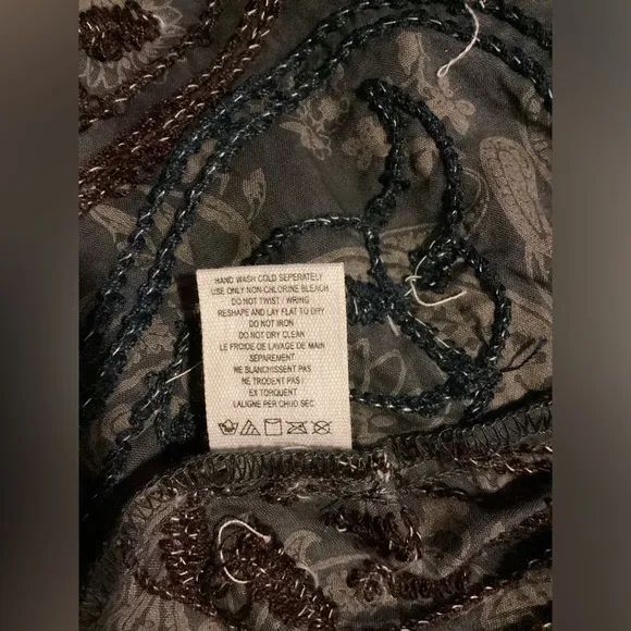 New Free People Vintage Blue/Grey Embroidered Paisley Skirt, Large, 100% Cotton