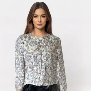 NWT Rachel Zoe  Quilted Crop Zip Paisley Floral Print Jacket Vintage Y2K