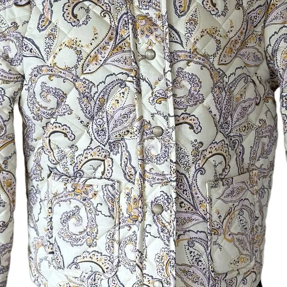NWT Rachel Zoe  Quilted Crop Zip Paisley Floral Print Jacket Vintage Y2K