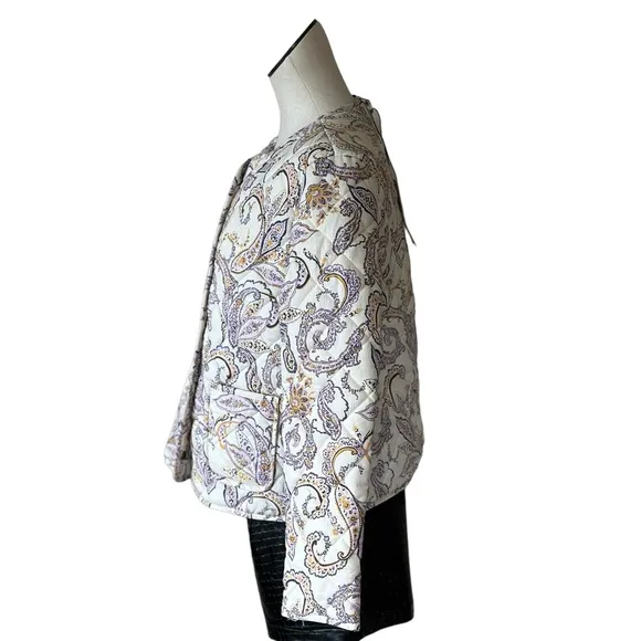 NWT Rachel Zoe  Quilted Crop Zip Paisley Floral Print Jacket Vintage Y2K