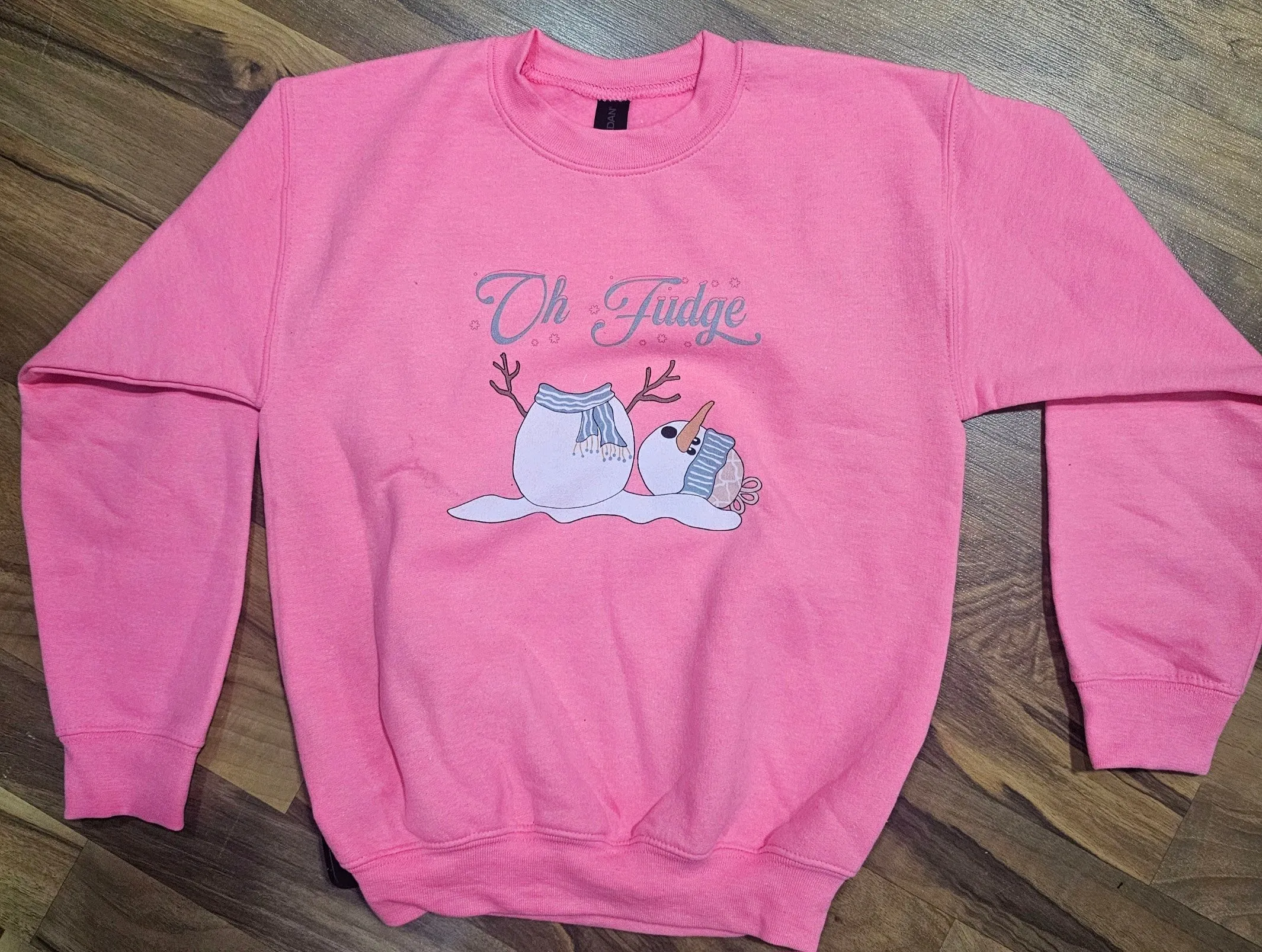 Oh Fudge Kids Fleece Crewneck Sweatshirt: Light Pink