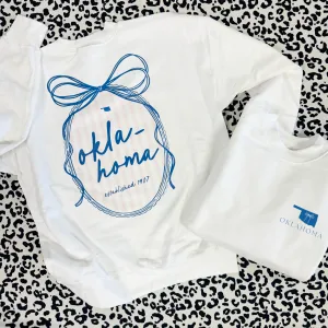 OKLAHOMA 2025: Oklahoma Coquette Bow Frame - COMFORT COLORS SWEATSHIRT