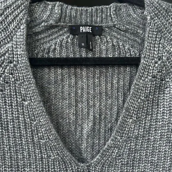 PAIGE Richelle Rib Knit Gray Sweater, Size M