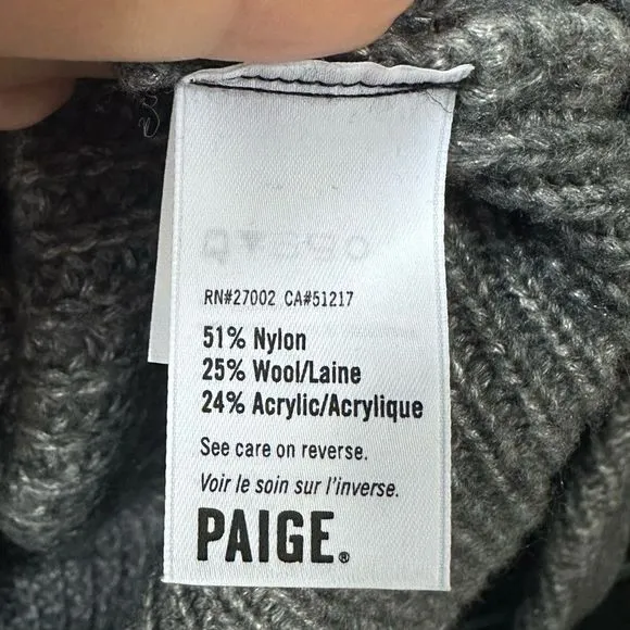 PAIGE Richelle Rib Knit Gray Sweater, Size M
