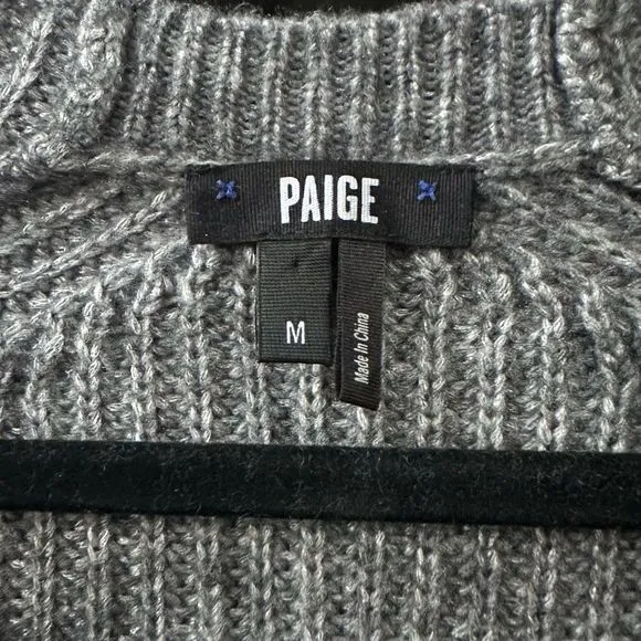 PAIGE Richelle Rib Knit Gray Sweater, Size M