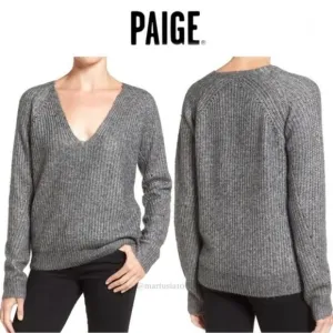 PAIGE Richelle Rib Knit Gray Sweater, Size M