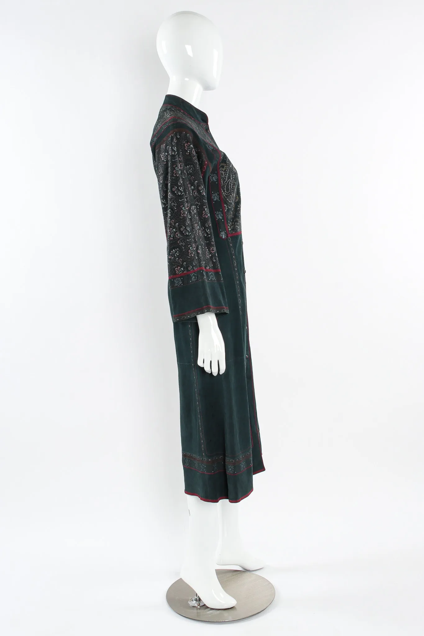 Paisley Suede Leather Coat Dress