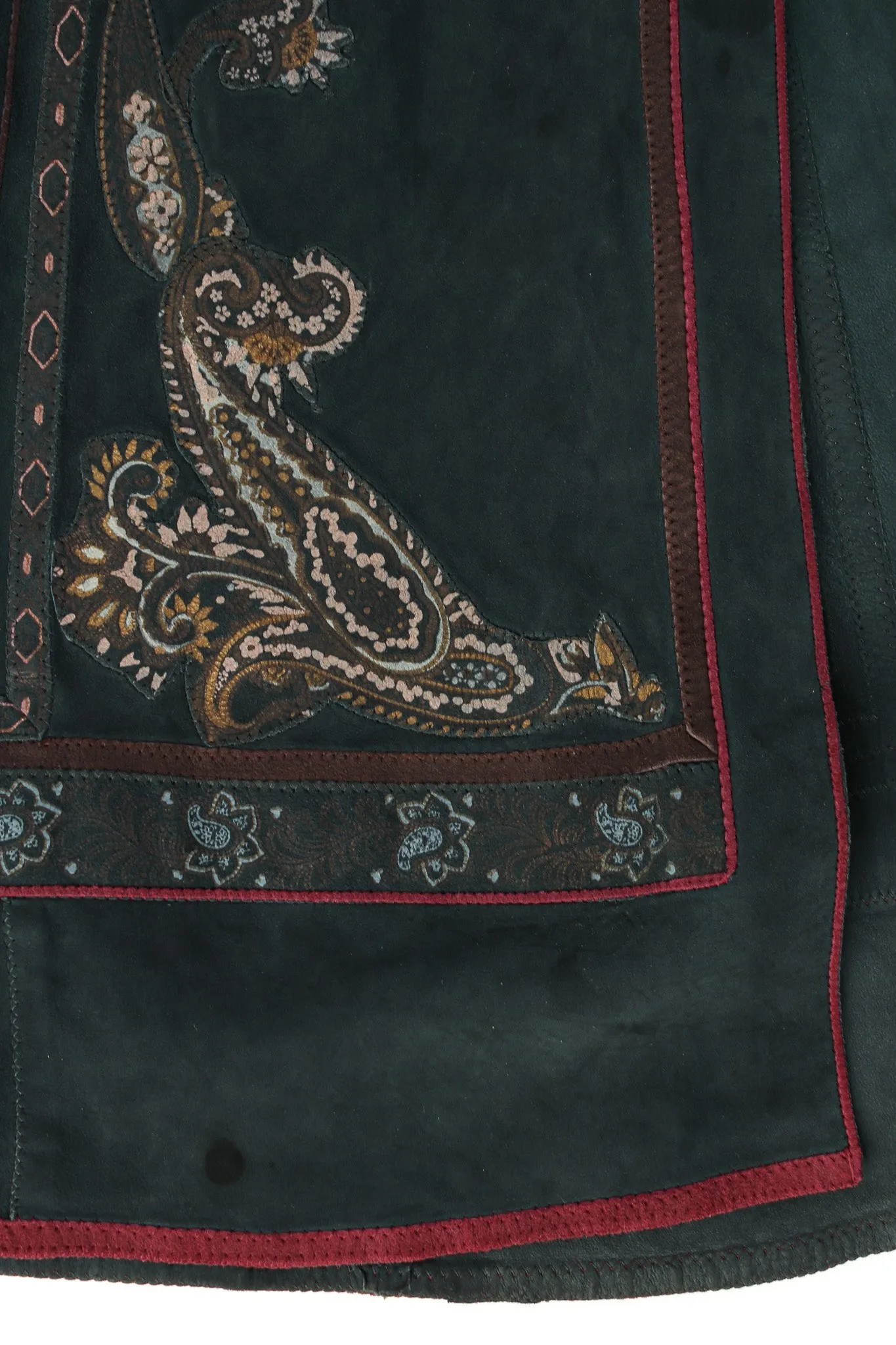 Paisley Suede Leather Coat Dress