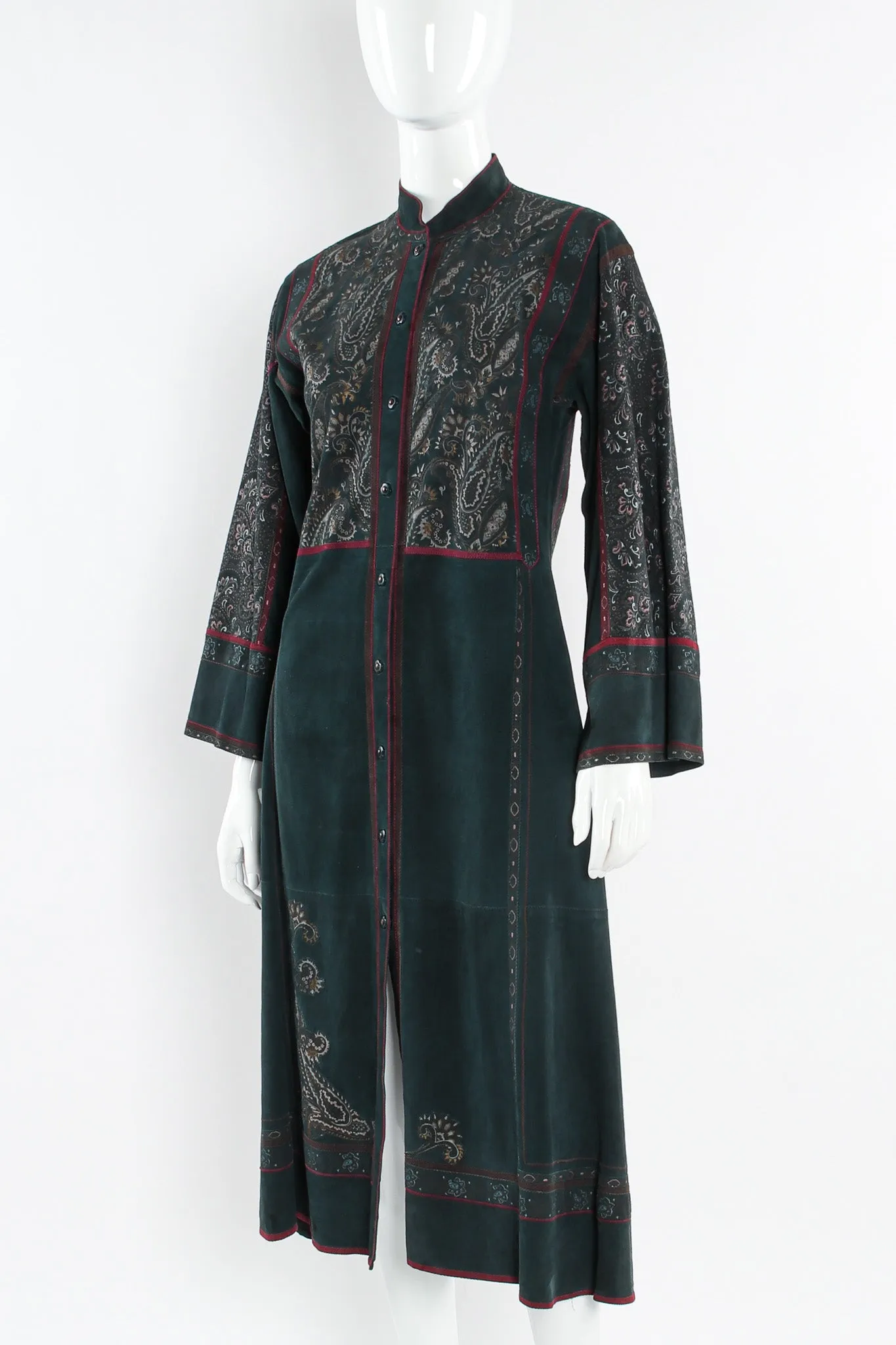 Paisley Suede Leather Coat Dress