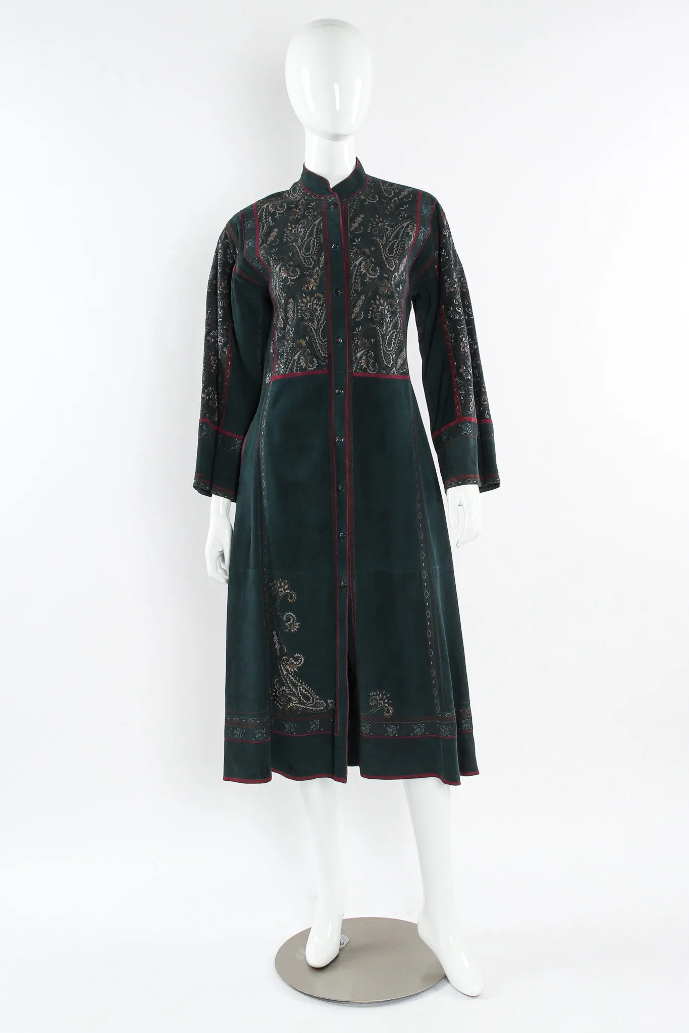 Paisley Suede Leather Coat Dress