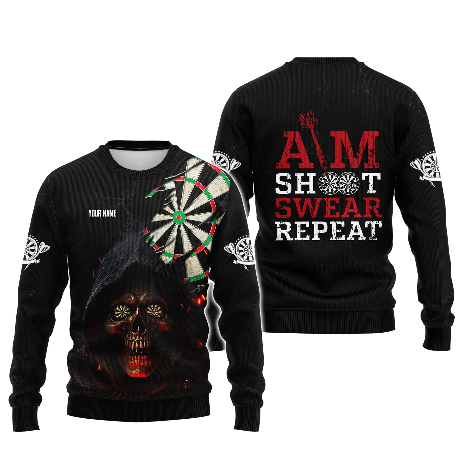 Personalized Name Aim Shoot Swear Repeat 3D Printed Shirts