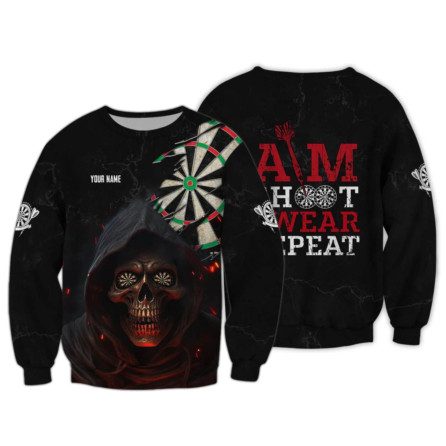 Personalized Name Aim Shoot Swear Repeat 3D Printed Shirts