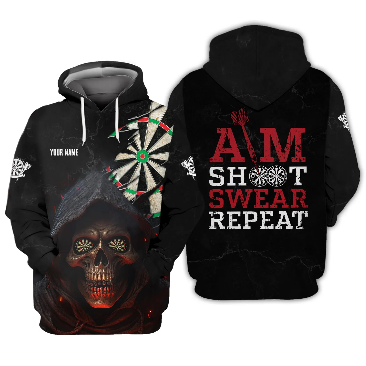 Personalized Name Aim Shoot Swear Repeat 3D Printed Shirts