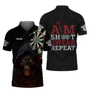 Personalized Name Aim Shoot Swear Repeat 3D Printed Shirts