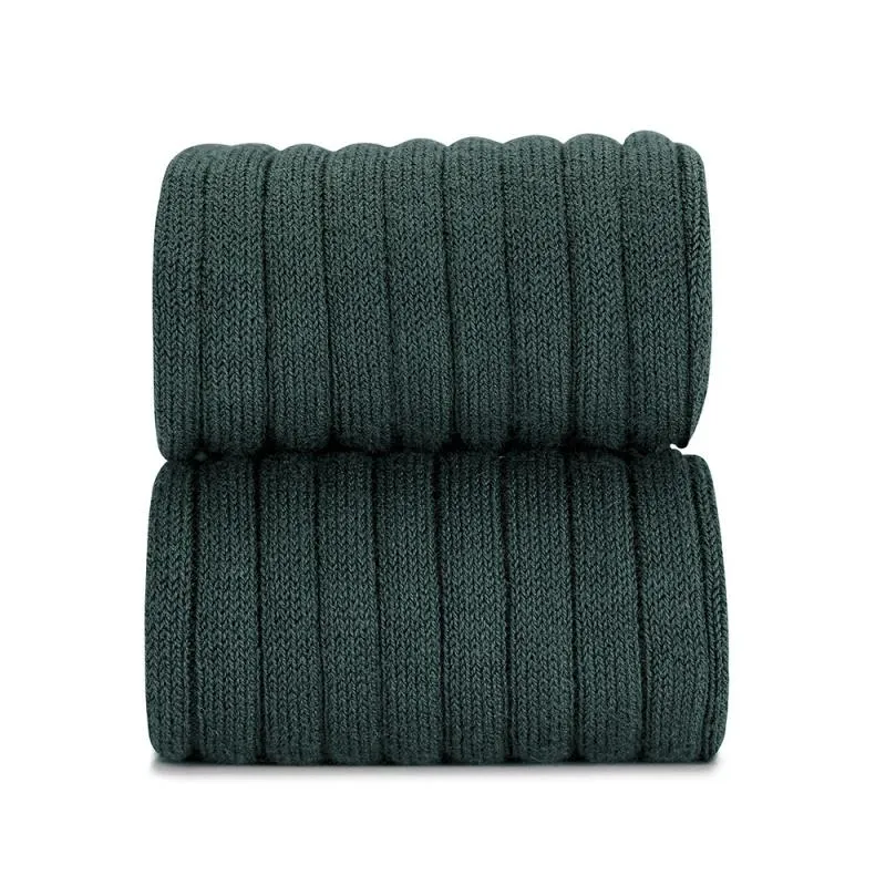 Pine Green Wide Ribbed Knee High Socks