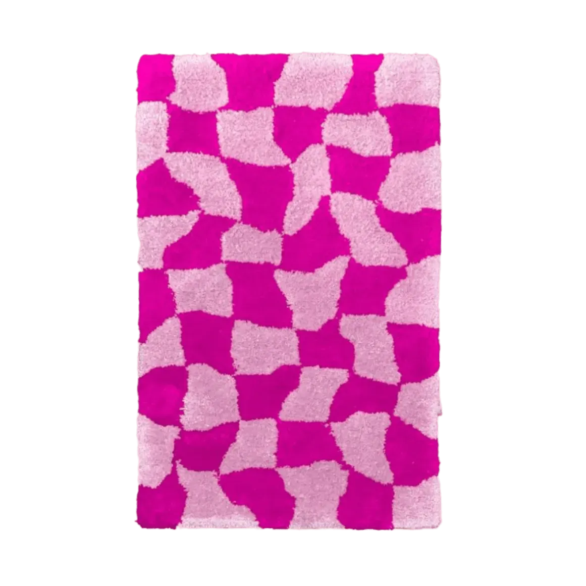 Pink Abstract Checker Hand Tufted Wool Rug