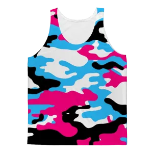 Pink Teal Black White Camo Adult Tank Top
