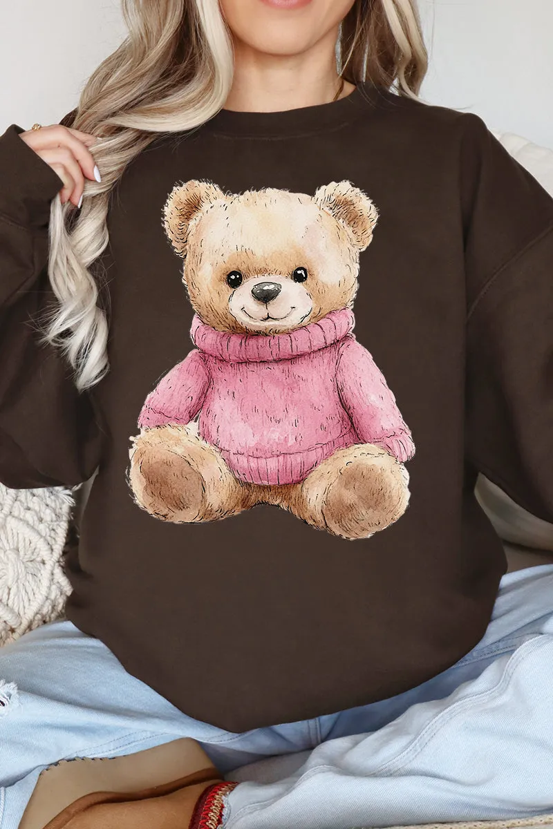 Pink Vintage Teddy Bear Unisex NuBlend Crew Sweatshirt