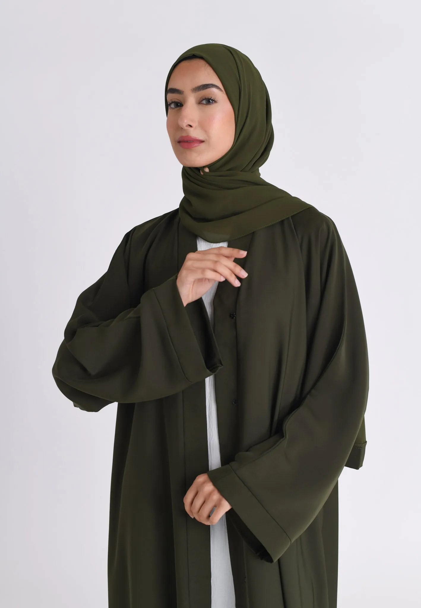 Plain Emerald Green Open Abaya (Premium)