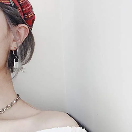 PUNK Padlock Dangle Hoop Earrings Key