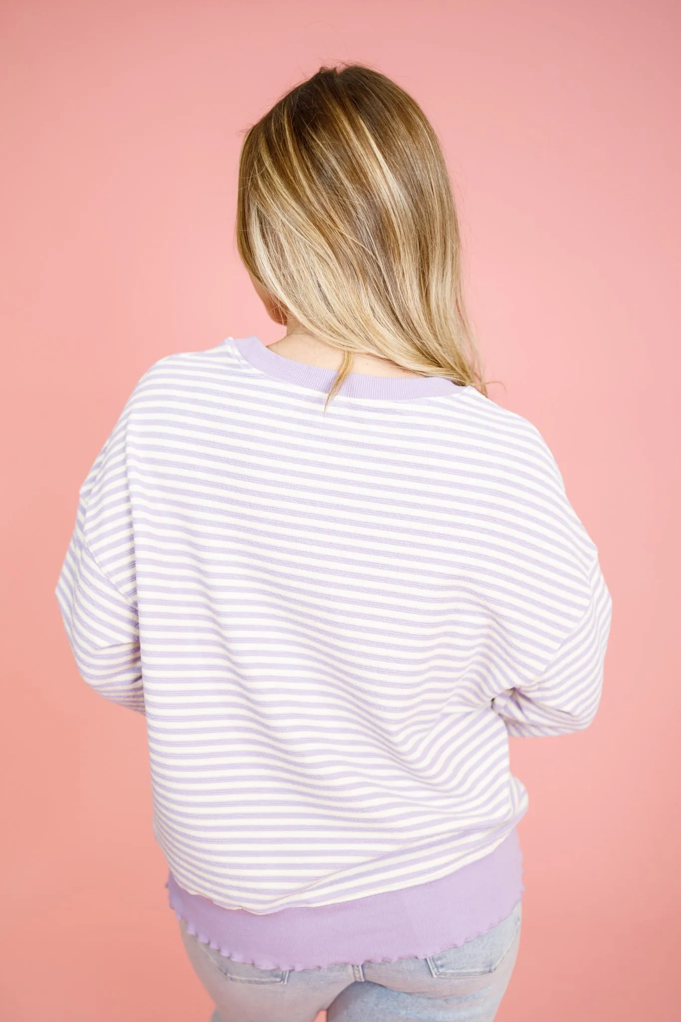 Purple Stripe Knit Sweater