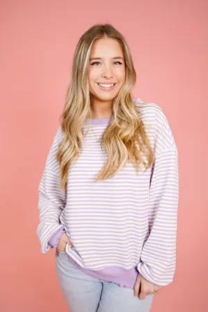 Purple Stripe Knit Sweater