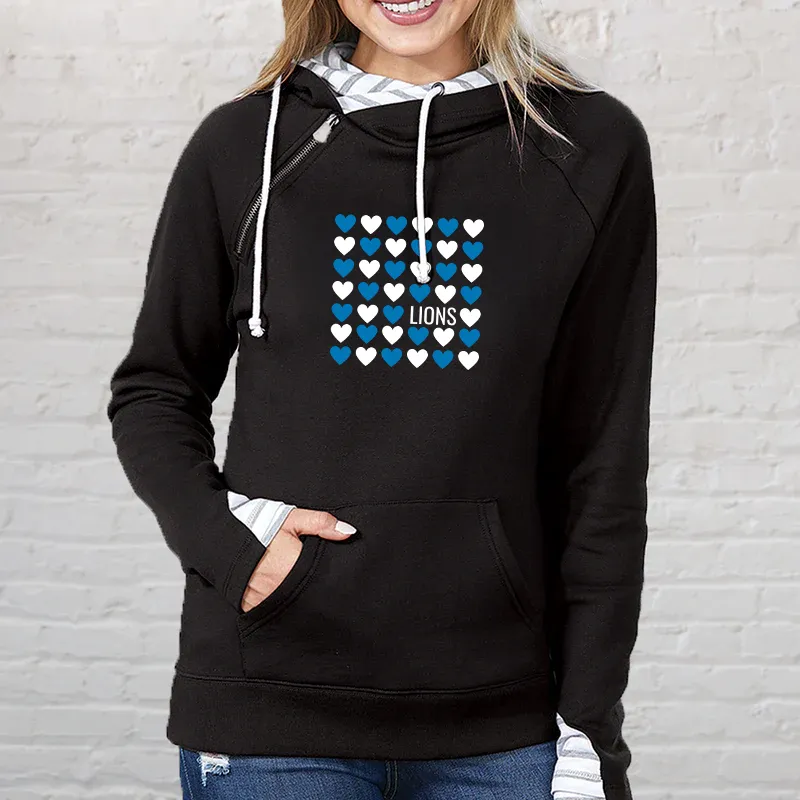 "Heart Of The City" Women's Striped Double Hood Pullover